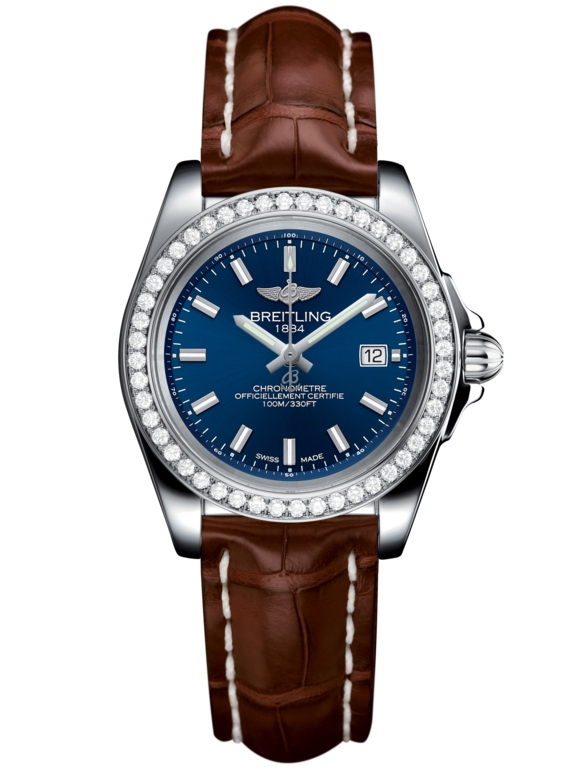Breitling A7133053/C951/778P/A14BA.1 : Galactic 32 Sleek Edition Stainless Steel / Diamond / Horizon Blue / Croco