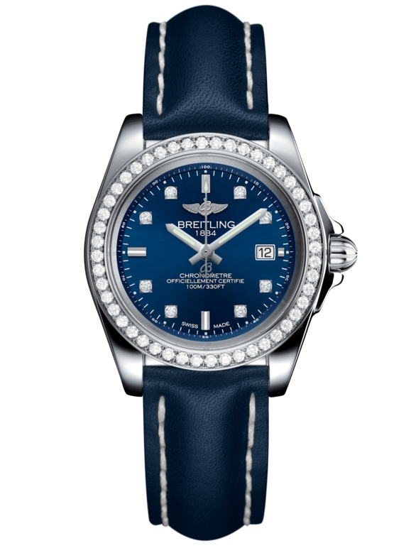 Breitling A7133053/C966/116X/A14BA.1 : Galactic 32 Sleek Edition Stainless Steel / Diamond / Horizon Blue Diamond / Calf