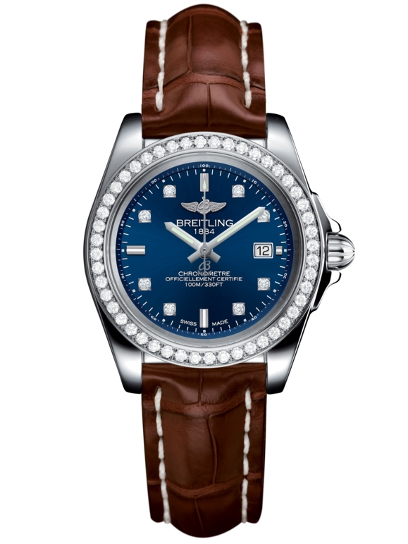 Breitling A7133053/C966/778P/A14BA.1 : Galactic 32 Sleek Edition Stainless Steel / Diamond / Horizon Blue Diamond / Croco