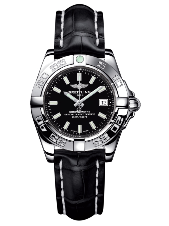 Breitling A71356L2.BE76.777P : Galactic 32 Stainless Steel / Onyx Black / Croco