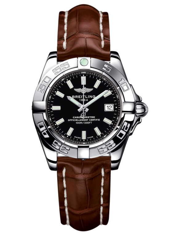 Breitling A71356L2.BE76.778P : Galactic 32 Stainless Steel / Onyx Black / Croco