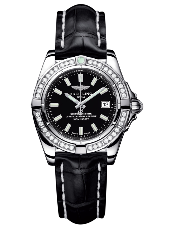 Breitling A71356LA.BE76.777P : Galactic 32 Stainless Steel / Diamond / Onyx Black / Croco