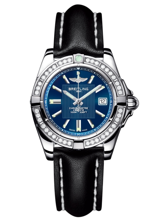 Breitling A71356LA.C811.408X : Galactic 32 Stainless Steel / Diamond / Metallica Blue / Calf