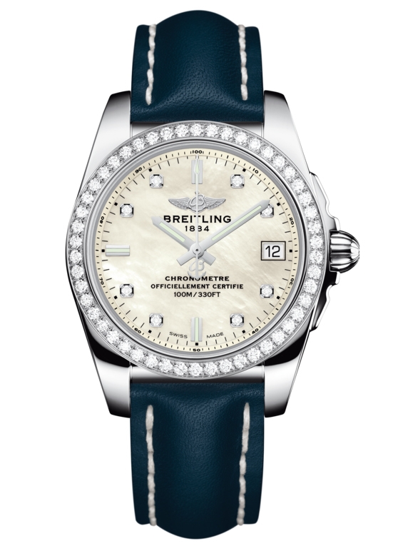 Breitling A7433053.A780.194X : Galactic 36 Stainless Steel / Diamond / Pearl Diamond/ Calf
