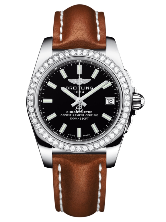 Breitling A7433053.BE08.412X : Galactic 36 Stainless Steel / Diamond / Trophy Black / Calf