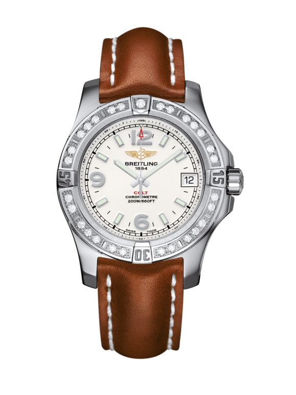 Breitling A7438953.G803.412X : Colt 36 Diamond / Stratus Silver / Calf