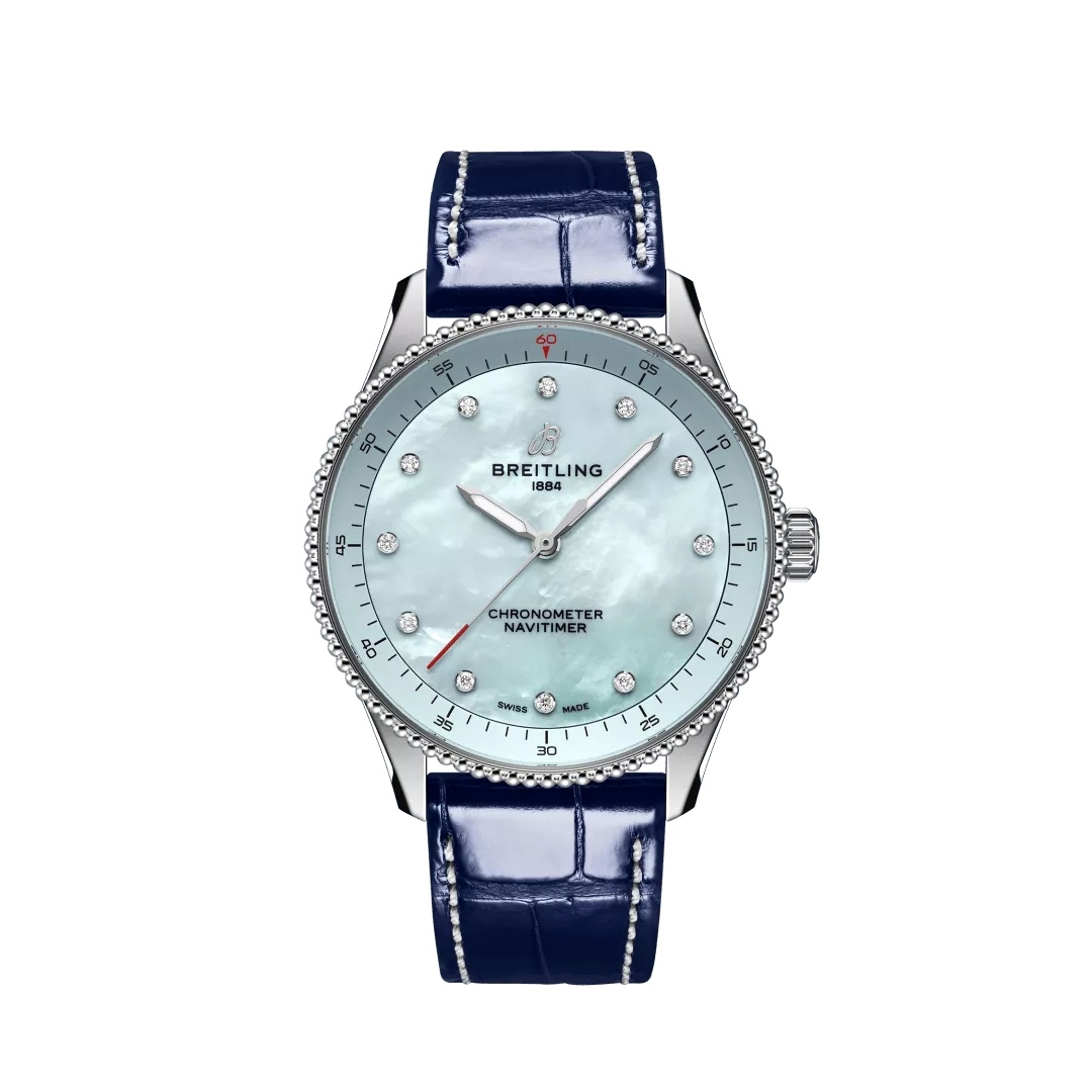 Breitling A77320171C1P1 : Navitimer Quartz 32 Stainless Steel / Blue MOP / Alligator
