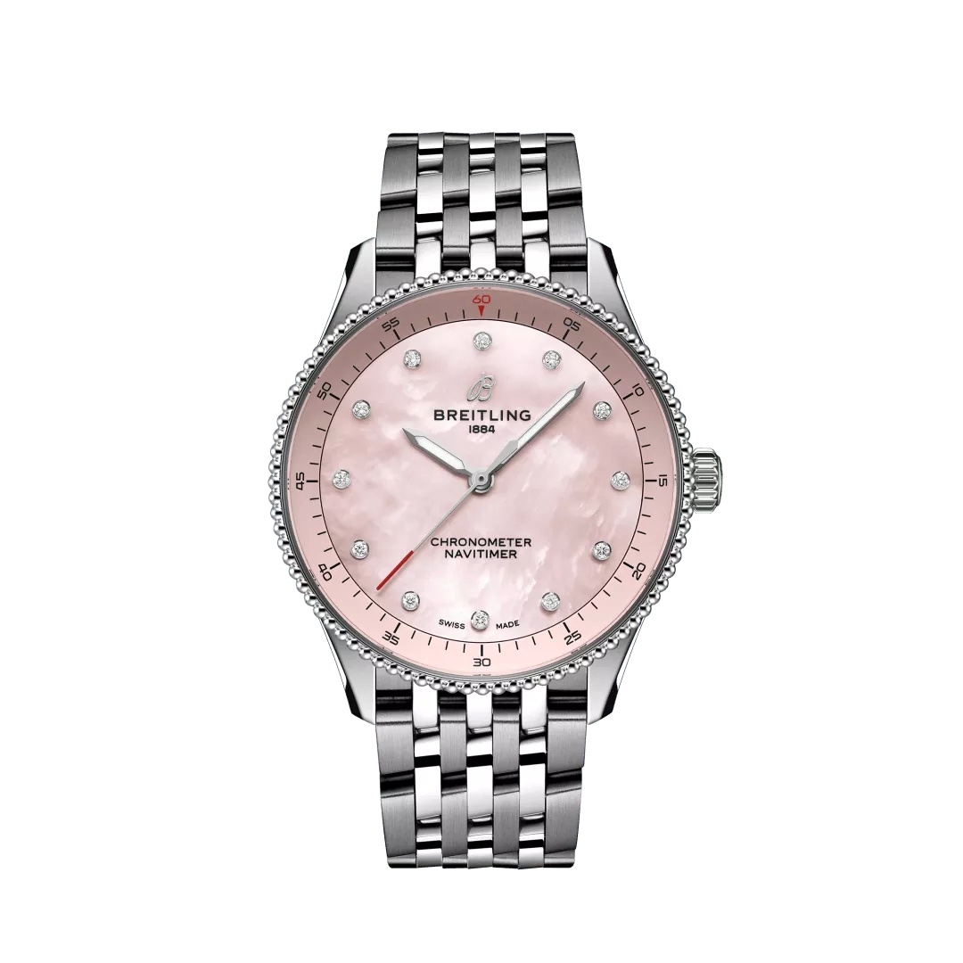 Breitling A77320D91K1A1 : Navitimer Quartz 32 Stainless Steel / Pink MOP / Bracelet