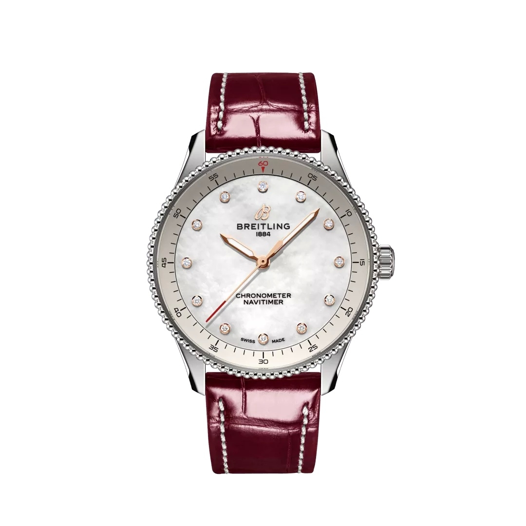 Breitling A77320E61A2P2 : Navitimer Quartz 32 Stainless Steel / MOP / Alligator