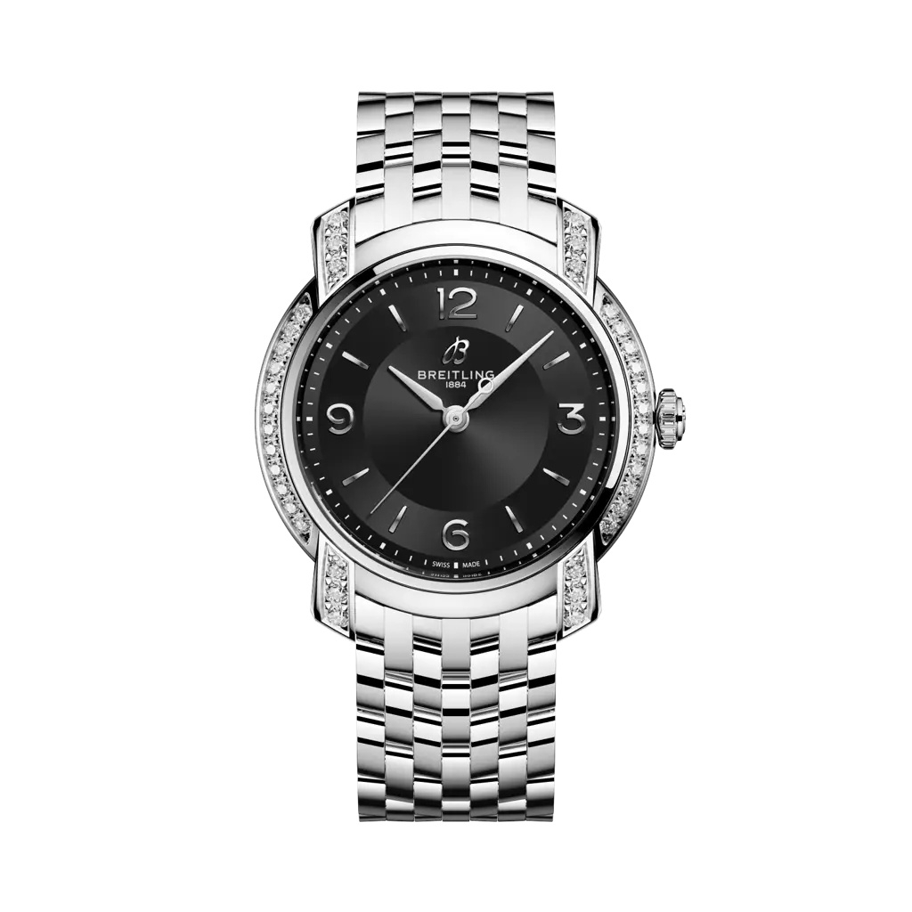 Breitling A77330671B1A1 : Lady Premier 32 SuperQuartz Stainless Steel - Diamond / Midnight Black / Bracelet