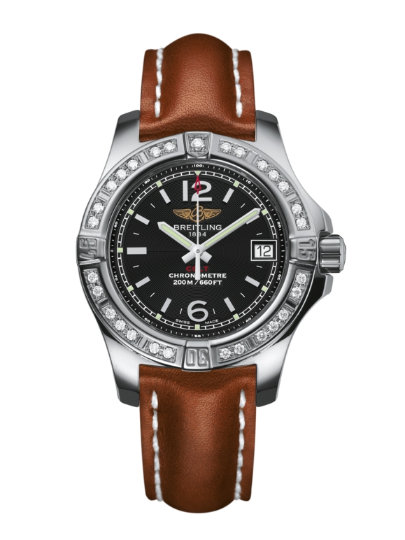 Breitling A7738853/BD46/406X/A14BA.1 : Colt Lady Diamond / Volcano Black / Calf / Pin