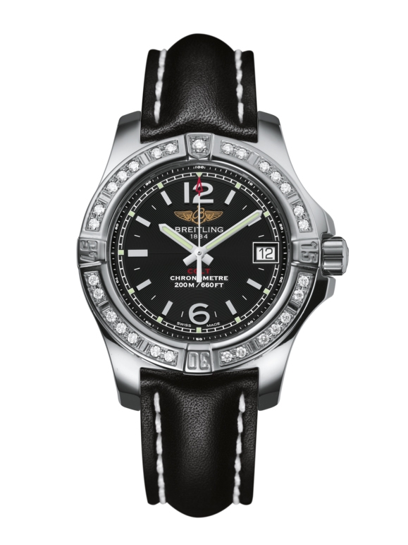 Breitling A7738853/BD46/408X/A14BA.1 : Colt Lady Diamond / Volcano Black / Calf / Pin