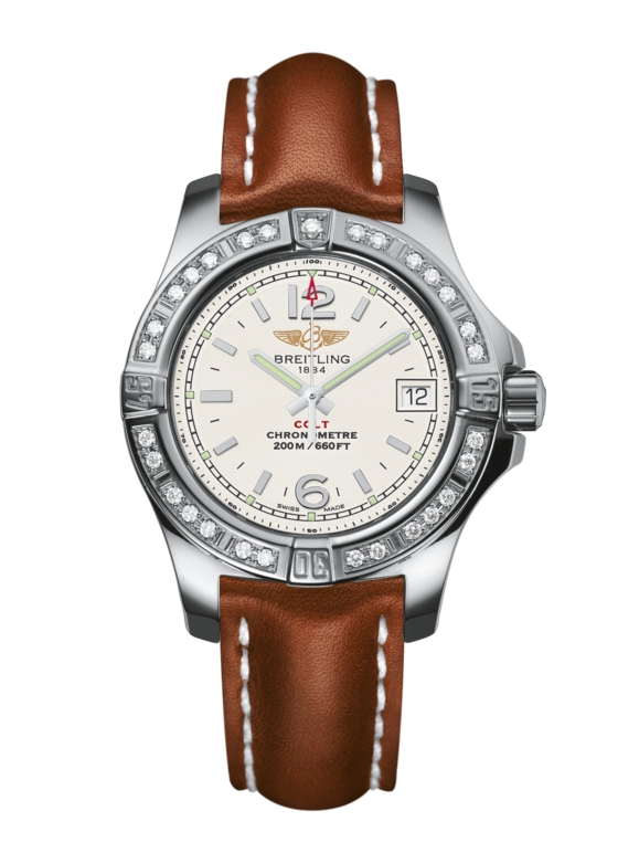 Breitling A7738853/G793/406X/A14BA.1 : Colt Lady Diamond / Stratus Silver / Calf / Pin