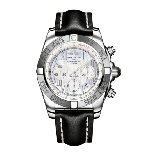Breitling AB011011/A691/435X : Chronomat 44 Stainless Steel / MOP - Roman / Calf