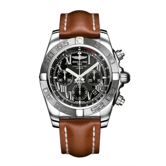Breitling AB011011/B956/433X : Chronomat 44 Stainless Steel / Black - Roman / Calf