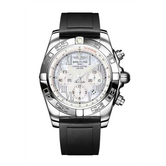 Breitling AB011012.A691.131S : Chronomat 44 Stainless Steel / Pearl Roman / Rubber