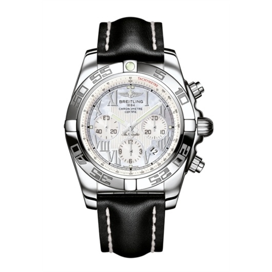 Breitling AB011012.A691.435X : Chronomat 44 Stainless Steel / Pearl Roman / Calf