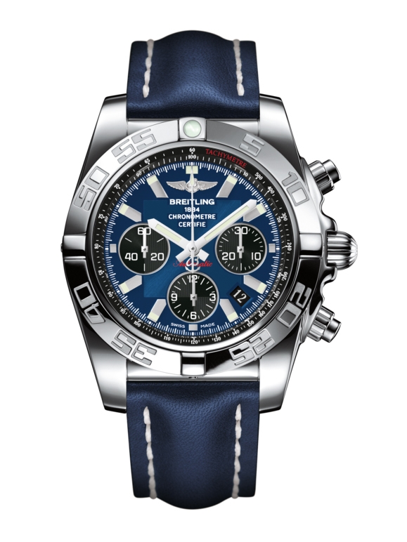 Breitling AB011012.C789.105X : Chronomat 44 Stainless Steel / Blackeye Blue / Calf