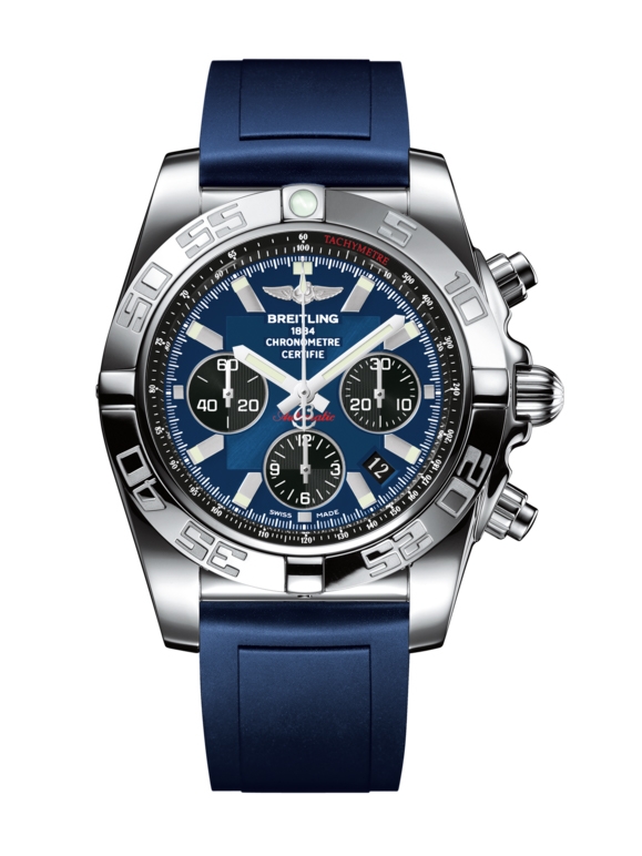 Breitling AB011012.C789.145S : Chronomat 44 Stainless Steel / Blackeye Blue / Rubber