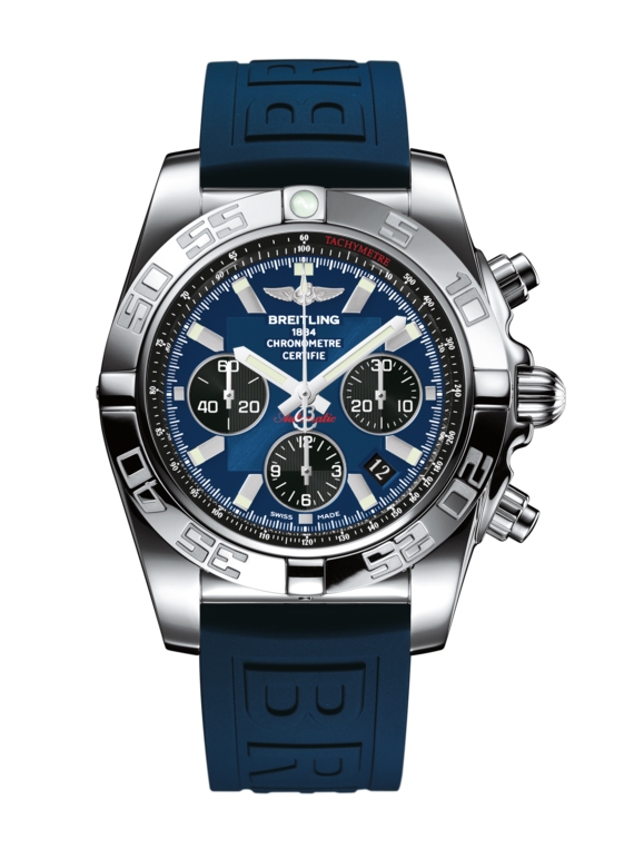 Breitling AB011012.C789.158S : Chronomat 44 Stainless Steel / Blackeye Blue / Rubber