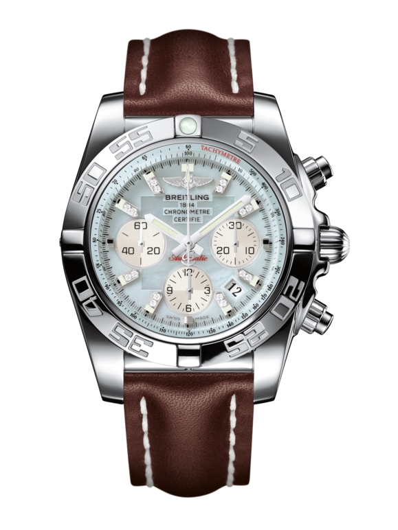 Breitling AB011012.G686.437X : Chronomat 44 Stainless Steel / Gray Pearl Diamond / Calf