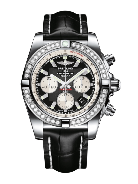 Breitling AB011053.B967.743P : Chronomat 44 Stainless Steel / Diamond / Onyx Black / Croco