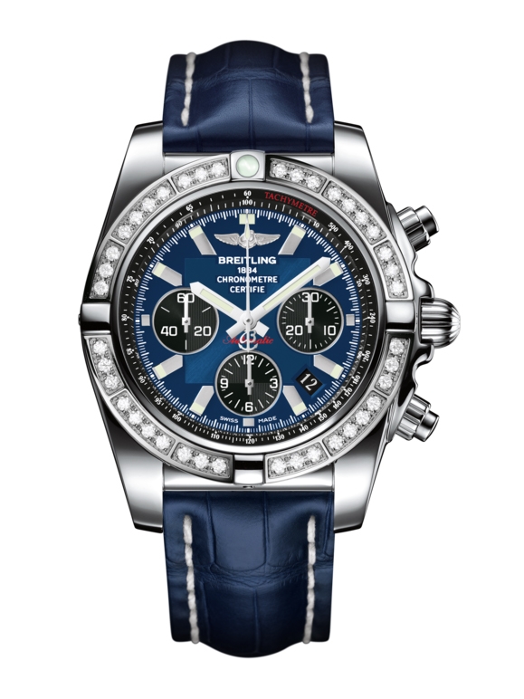 Breitling AB011053.C789.731P : Chronomat 44 Stainless Steel / Diamond / Blackeye Blue / Croco