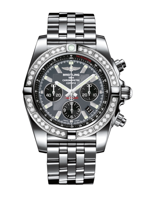 Breitling AB011053.F546.375A : Chronomat 44 Stainless Steel / Diamond / Blackeye Gray / Bracelet