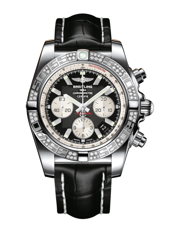 Breitling AB0110AA.B967.743P : Chronomat 44 Stainless Steel / Diamond / Onyx Black / Croco