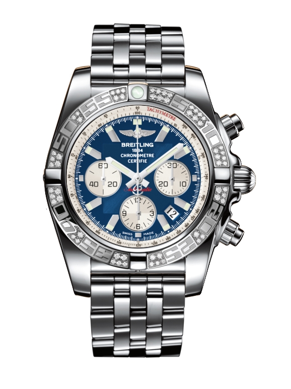 Breitling AB0110AA.C788.375A : Chronomat 44 Stainless Steel / Diamond / Metallica Blue / Bracelet