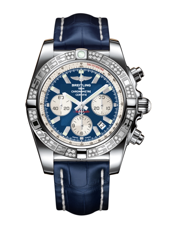 Breitling AB0110AA.C788.731P : Chronomat 44 Stainless Steel / Diamond / Metallica Blue / Croco