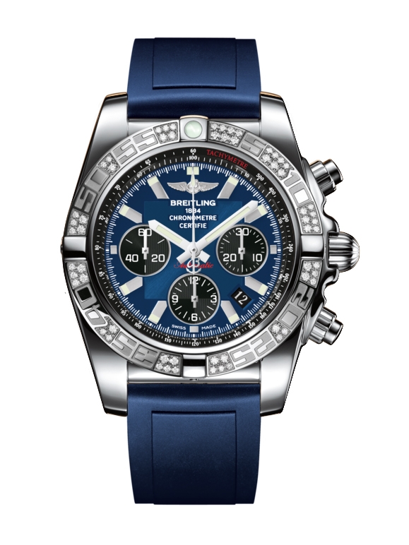 Breitling AB0110AA.C789.145S : Chronomat 44 Stainless Steel / Diamond / Blackeye Blue / Rubber