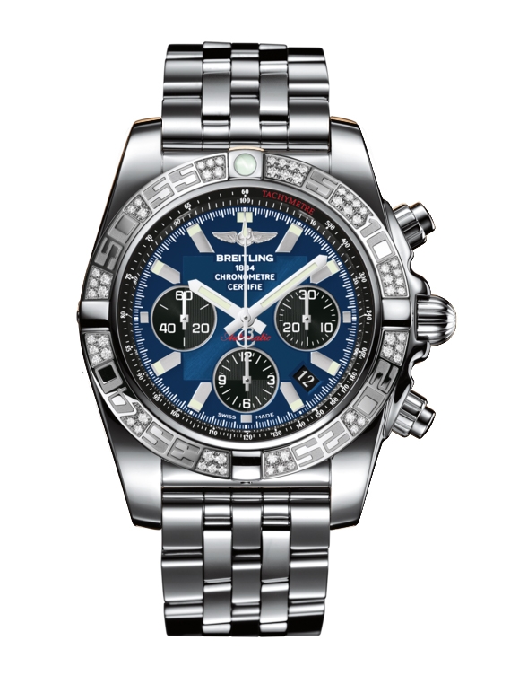 Breitling AB0110AA.C789.375A : Chronomat 44 Stainless Steel / Diamond / Blackeye Blue / Bracelet