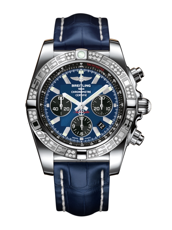 Breitling AB0110AA.C789.731P : Chronomat 44 Stainless Steel / Diamond / Blackeye Blue / Croco