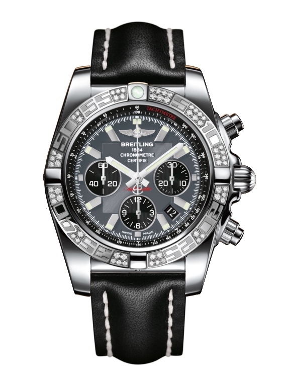 Breitling AB0110AA.F546.435X : Chronomat 44 Stainless Steel / Diamond / Blackeye Gray / Calf
