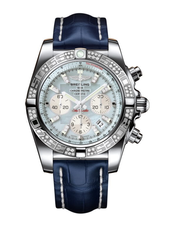 Breitling AB0110AA.G686.731P : Chronomat 44 Stainless Steel / Diamond / Gray Pearl Diamond / Croco