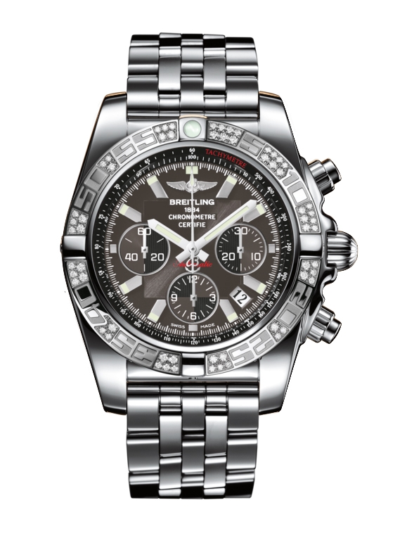 Breitling AB0110AA.M524.375A : Chronomat 44 Stainless Steel / Diamond / Carbon Black / Bracelet