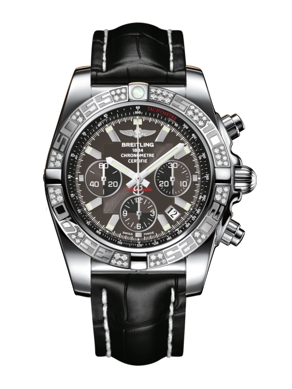 Breitling AB0110AA.M524.743P : Chronomat 44 Stainless Steel / Diamond / Carbon Black / Croco