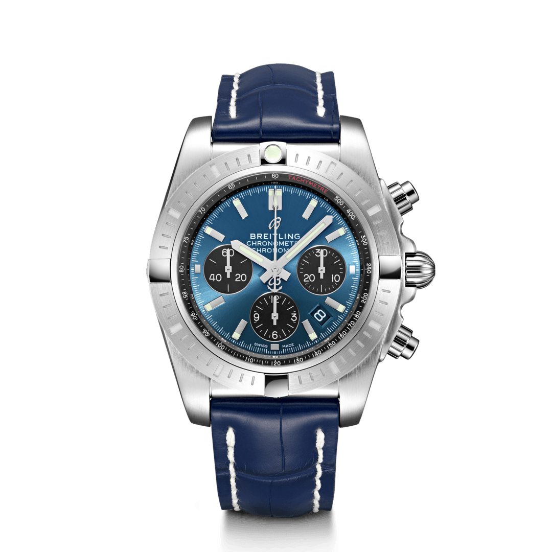 Breitling AB0115101C1P1 : Chronomat B01 Chronograph 44 Stainless Steel / Blackeye Blue / Croco / Pin