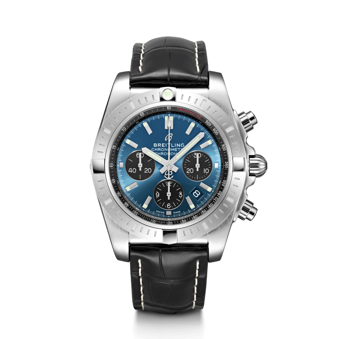 Breitling AB0115101C1P4 : Chronomat B01 Chronograph 44 Stainless Steel / Blackeye Blue / Croco / Folding