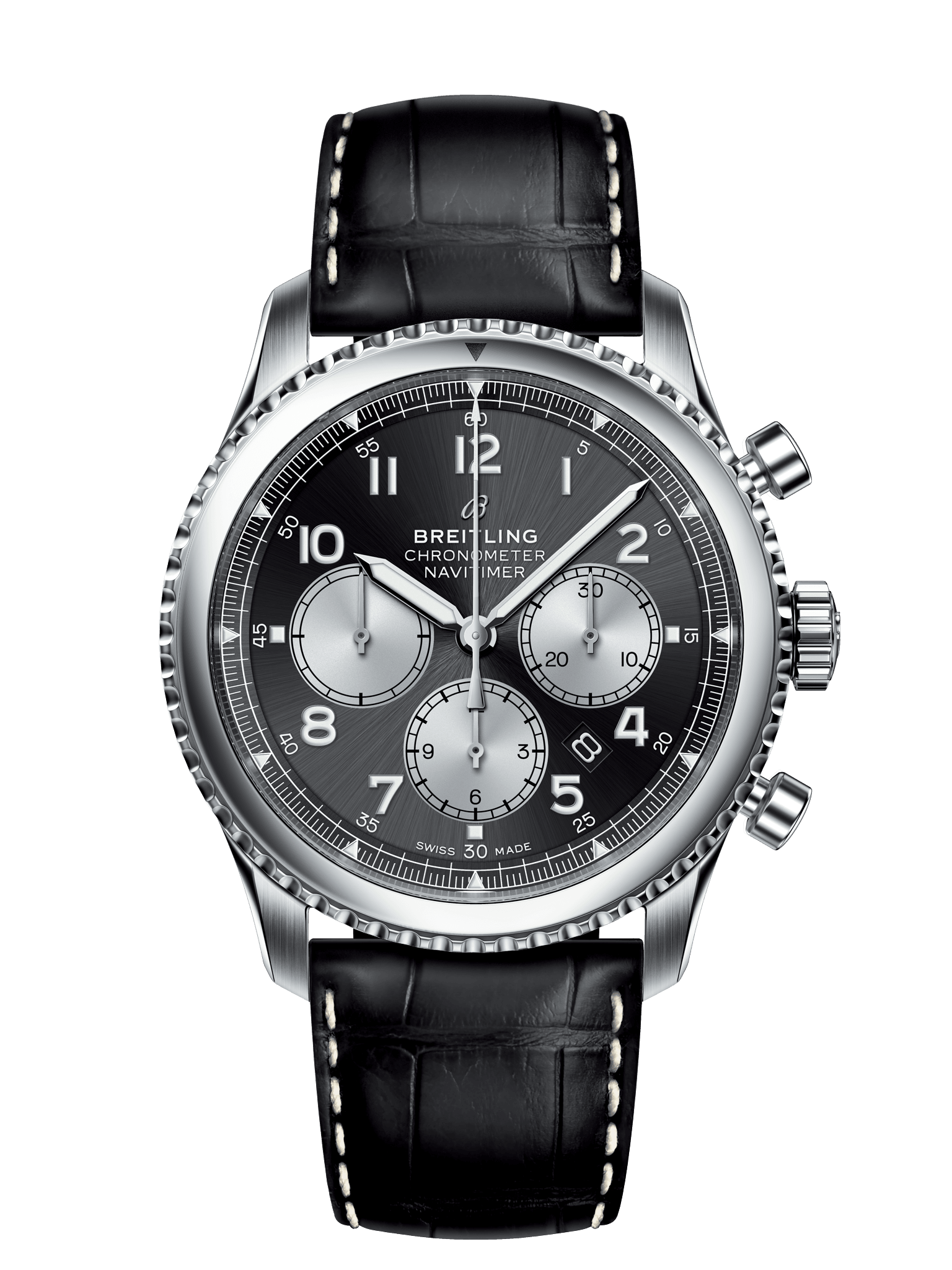 Breitling AB0117131B1P1 : Navitimer 8 B01 Chronograph 43 Stainless Steel / Black / Croco