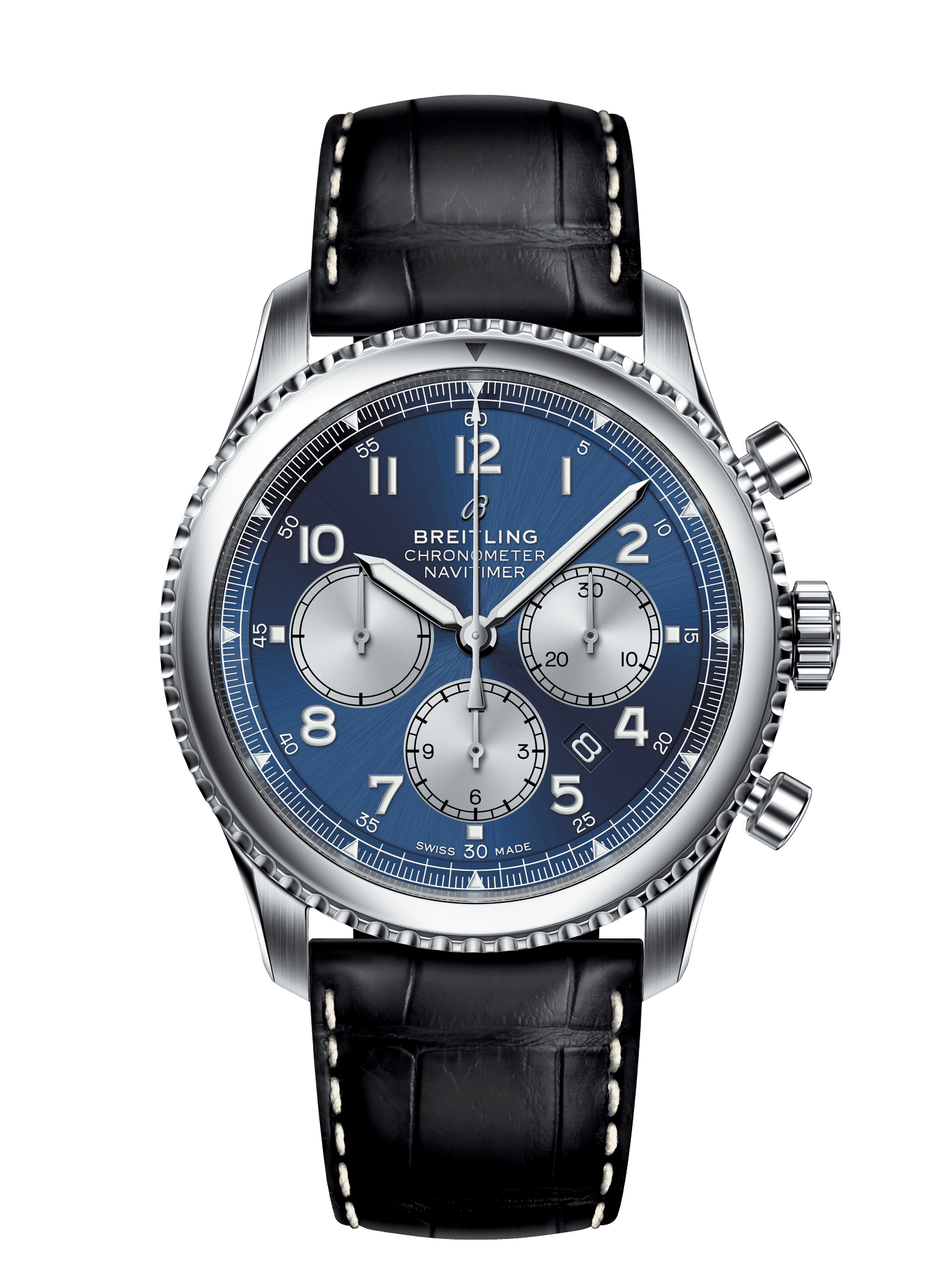 Breitling AB0117131C1P1 : Navitimer 8 B01 Chronograph 43 Stainless Steel / Blue / Black Croco