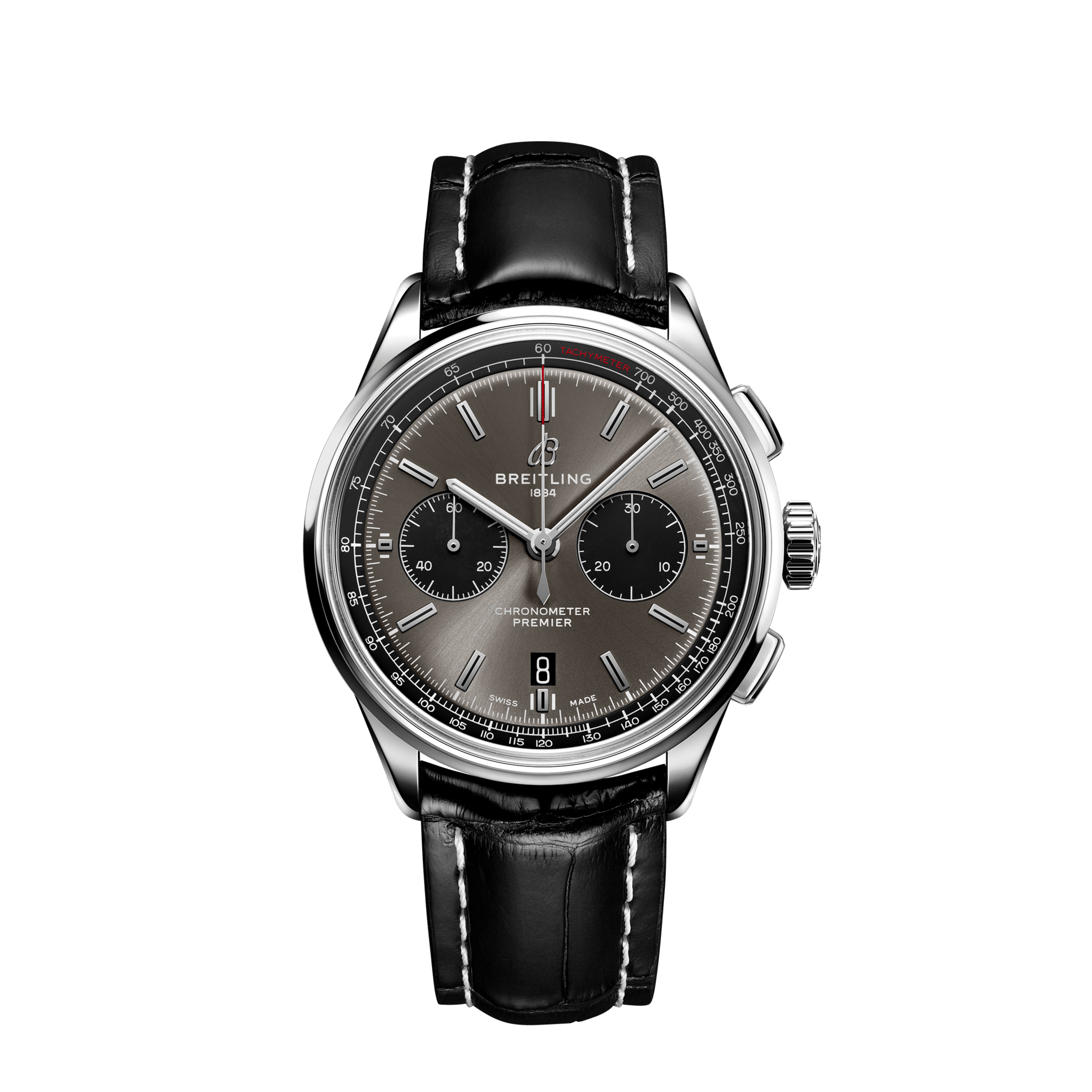 Breitling AB0118221B1P2 : Premier B01 Chronograph 42 Stainless Steel / Anthracite / Croco / Pin