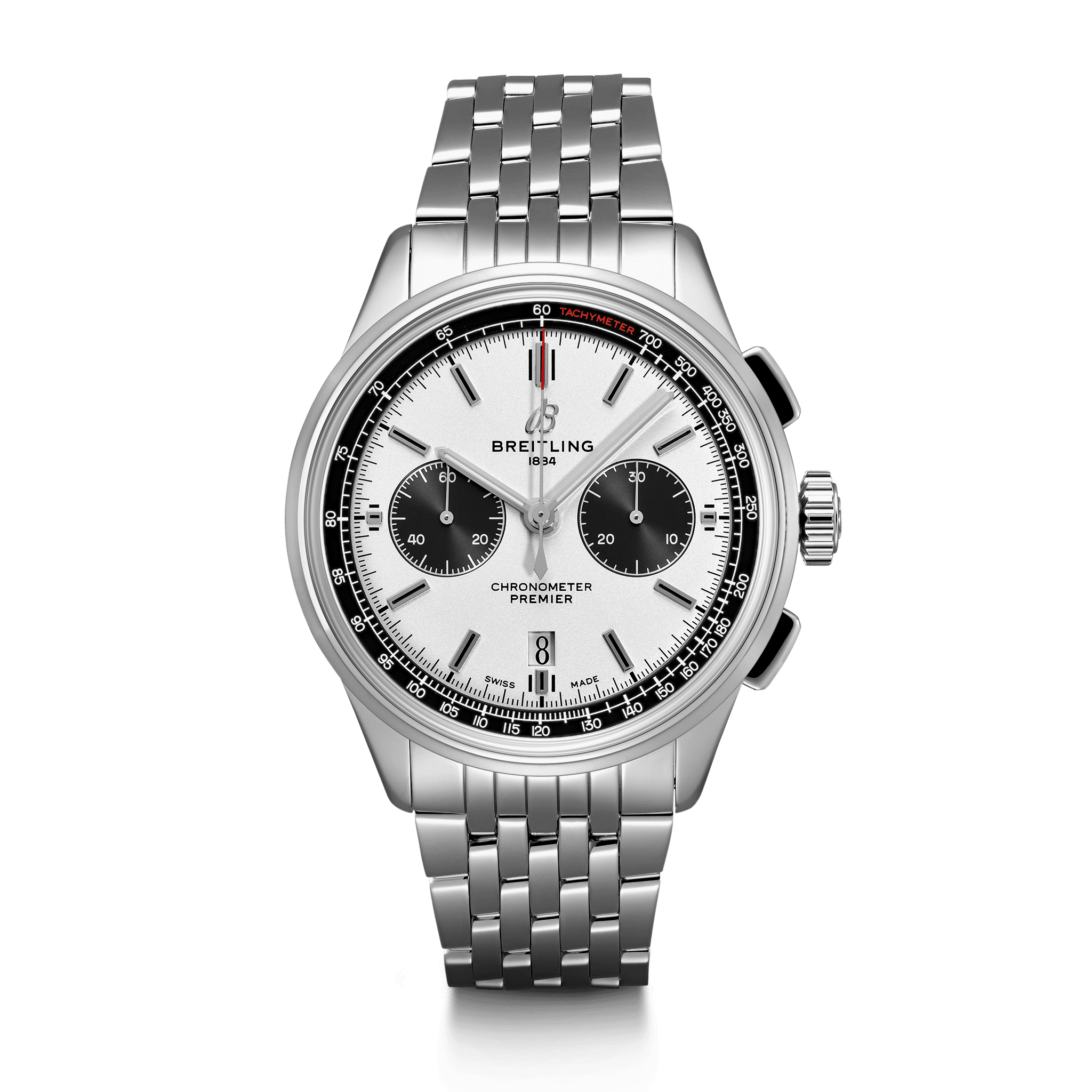 Breitling AB0118221G1A1 : Premier B01 Chronograph 42 Stainless Steel / Silver / Croco / Pin