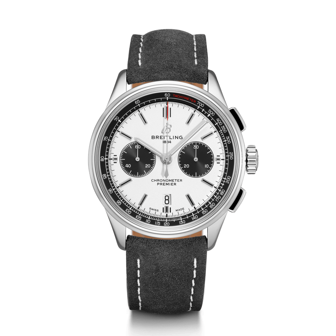 Breitling AB0118221G1X1 : Premier B01 Chronograph 42 Stainless Steel / Silver / Anthracite Nubuck / Folding