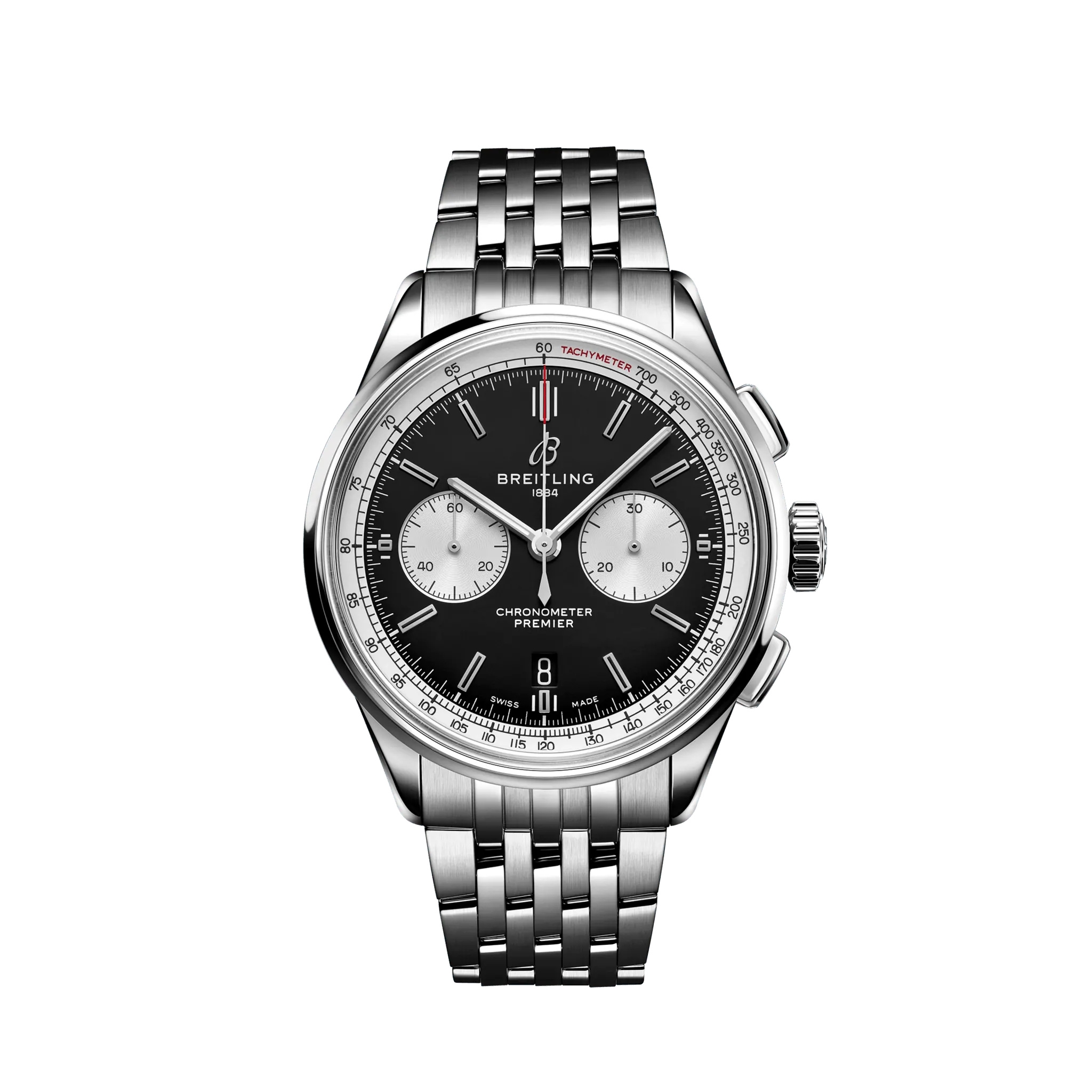 Breitling AB0118371B1A1 : Premier B01 Chronograph 42 Stainless Steel / Black / Bracelet