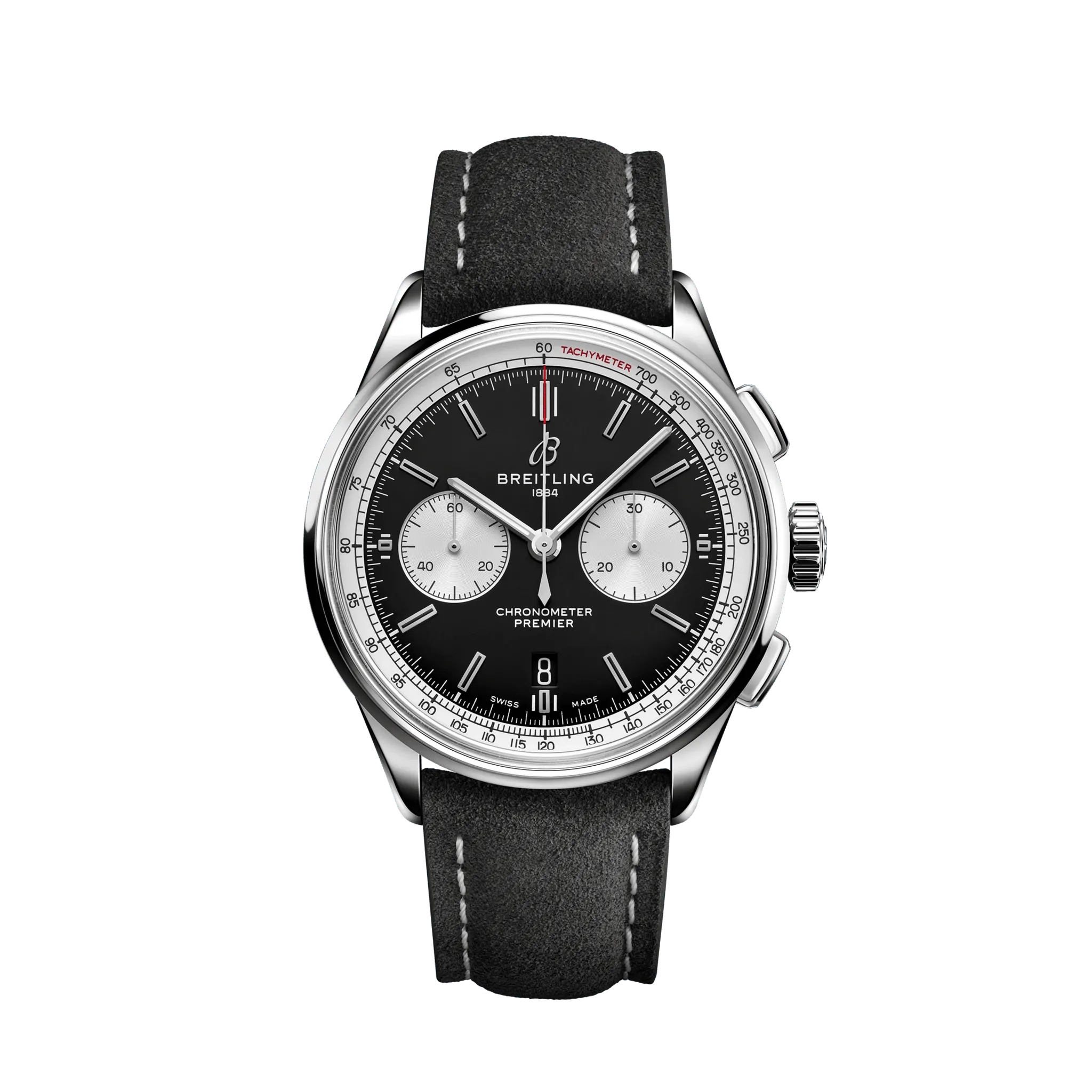 Breitling AB0118371B1X2 : Premier B01 Chronograph 42 Stainless Steel / Black / Nubuck / Pin