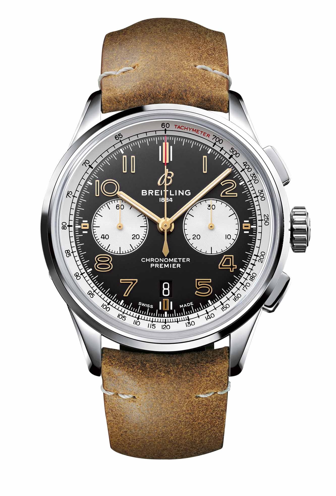 Breitling AB0118A21B1X2 : Premier B01 Chronograph 42 Stainless Steel / Norton Edition  / Nubuck / Pin