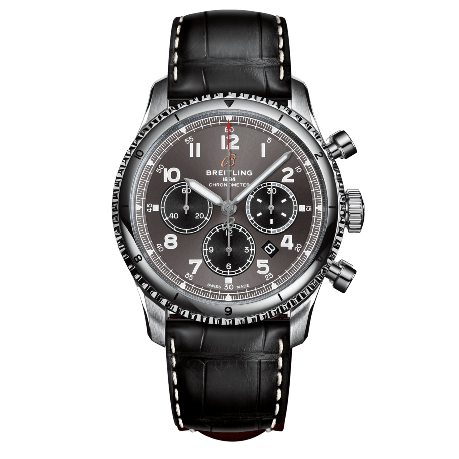 Breitling AB0119131B1P2 : Aviator 8 B01 Chronograph 43 Stainless Steel / Anthracite / Croco / Folding