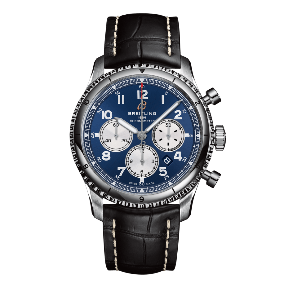 Breitling AB0119131C1P1 : Aviator 8 B01 Chronograph 43 Stainless Steel / Blue / Croco / Pin